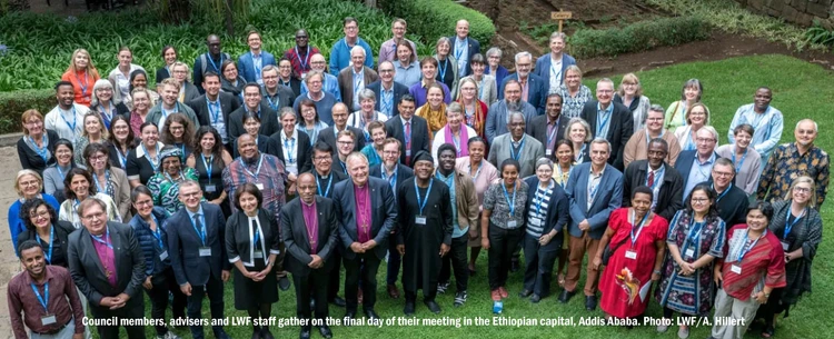 Council members, advisers and LWF staff gather on the final day of their meeting in the Ethiopian capital, Addis Ababa. Photo: LWF/A. Hillert